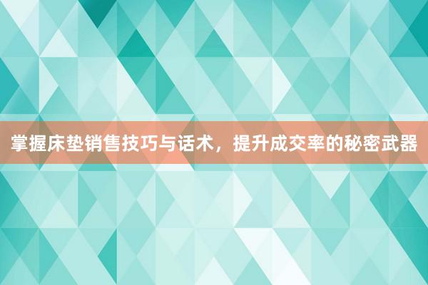 掌握床垫销售技巧与话术，提升成交率的秘密武器